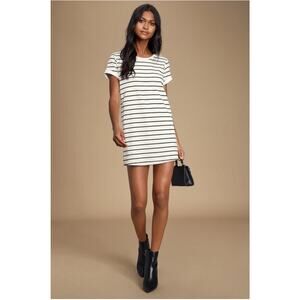 Lulu's Black and White Striped Mini Dress